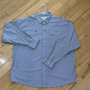 Men’s PONCHO Brand Western performance buttondown, pearlsnap, blue checked Shirt